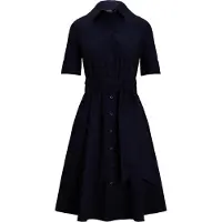 Ralph Lauren Belted Stretch-Cotton-Blend Shirtdress - Navy - 34