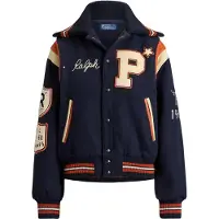 Ralph Lauren for woman. 211B16685001 Navy wool blend varsity jacket (M), Casual