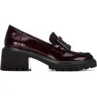 Xti for woman. 14622902-BURDEOS Burgundy Loafers 146229 (36), 5 to 8 cm, Buckle, Casual, Maroon, Classic, Patent Leather