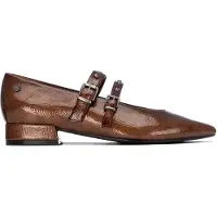 Carmela for woman. 16429802-TAUPE Brown Leather Shoes 164298 (39), 1 to 3 cm, Buckle, Casual, Classic, Patent Leather
