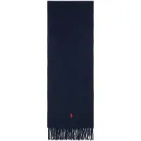 Ralph Lauren for woman. 455P03868009 Wool scarf with navy blue fringes (OSFA), Casual