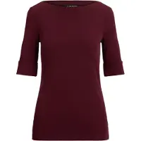 Ralph Lauren Stretch Cotton Boatneck Tee - Burgundy - M