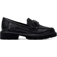 Carmela for woman. 16433601-NEGRO Black Leather Moccasins 164336 (39), 3 to 5 cm, None, Casual, Classic