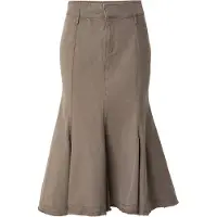 Weekday Frayed Cotton Midi Skirt - Grey - 38