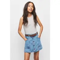 Mango Denim Skirt With Buttons - Blue - 116