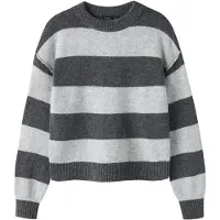 LMTD Nlfbynthe Stripe Ls Short Knit Noos - Grey - 158-164