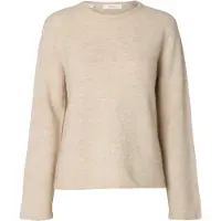 Selected Slwlulu New Ls Knit O-Neck Noos - Beige - S