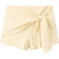 Mango Straight Shorts With Tie Detail - Yellow - 34