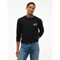 Tommy Hilfiger Tjm Slim Signature Chest Tee Ls - Black - L