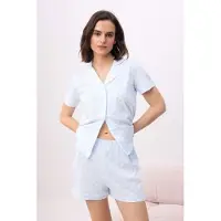 Trendyol Pyjamashortsit pastellinsininen / valkoinen