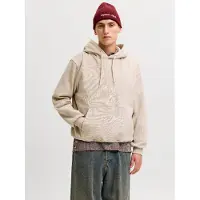 Jack & Jones Jorfrederiksberg Monogram Sweat Hood Sn - Beige - M