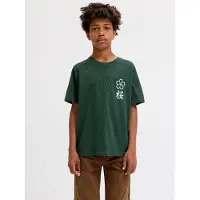 Jack & Jones Junior Paita 'JJDYLAN' tummanvihreä / valkoinen