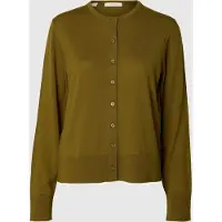Selected Slwthea Ls Knit Merino Cardigan Noos - Khaki green - L