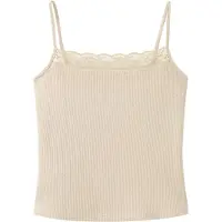 Mango Fitted Top With Lace Detail - Beige - XL
