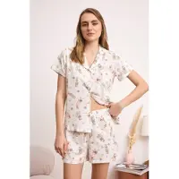 Trendyol Pyjamashortsit vaaleansininen / vaaleanruskea / roosa / offwhite