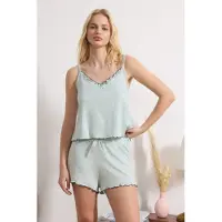 Trendyol Pyjamashortsit turkoosi / valkoinen
