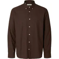 Selected Slmregcole Jay Melange Ls Shirt Noos - Brown - XL