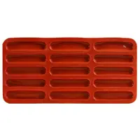 Tlily Tiramisu Finger Biscuit Silicone Mould,15 Cavities Cereal Bars Baking Mould,Chocolate Bar Mold, Long Strip Silicone Mold