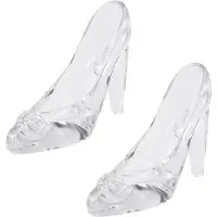 Typecat 2X Crystal Shoes Glass Birthday Gift Home Decor Cinderella High-Heeled Shoes Wedding Shoes Figurines Miniatures Ornament