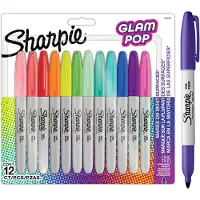 Sharpie 2198780, 12 kpl, Sininen, Vihreä, Oranssi, Vaaleanpunainen, Purppura, Punainen, Keltainen, Ohut pää, Valkoinen, Pyöreä, 1 mm