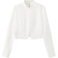 Mango Semi-Transparent Textured Georgette Blouse - White - M