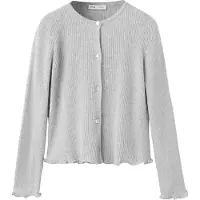 Mango Ribbed Cotton-Blend Cardigan - Grey - 152