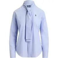 Ralph Lauren Slim Fit Cotton Tie-Neck Shirt - Blue - 38