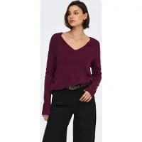 JDY Jdyelanora L/S V-Neck Pullo. Knt Noos - Burgundy - S