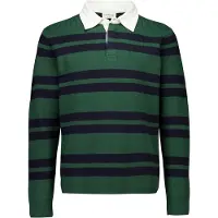 Lindbergh Knitted Striped L/S Rugby Shirt - Green - S