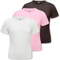 ONLY Koglucky S/S O Neck Top Jrs 3-Pack - Pink - 122-128