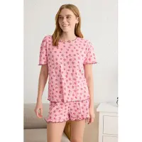Trendyol Pyjamashortsit malva / roosa / punainen / viininpunainen