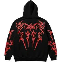 Kleidermafia Collegepaita 'Oversize Mafia Tribal Hoodie - Black and Red' musta