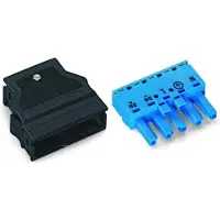 Wago Socket with strain relief housing 5-pole blue