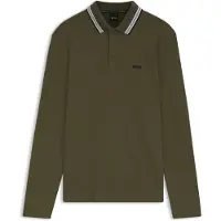 BOSS for man. 50536609 Polo Plisy long sleeve green (S), Casual, Cotton