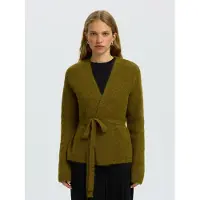 Selected Slfgabriella Ls Knit Belt Cardigan - Khaki green - S