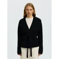 Selected Slfgabriella Ls Knit Belt Cardigan - Black - L