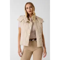 GUESS for woman. W6YL13W2883 Beige padded vest with hood (M), Casual, Polyamide