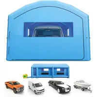 Vevor puhallettava maalauskoppi, 10 x 6 x 4 m, kannettava maalauskoppi 950 W + 1100 W puhaltimilla, suuri suodatinpuuvilla, pukuhuone, kaareva katto, maalausteltta täysikokoiselle lava-autolle, pieni