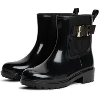 Tommy Hilfiger Th Buckle Glossy Ankle Rain Boot - Black - 36