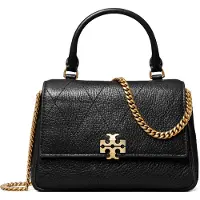 Tory Burch Charlie Quilted Top Handle Chain Wallet - Black - ONE SIZE