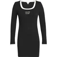 Calvin Klein Jeans Ls Color Block 2X2 Baby Rib Tee - Black - XS