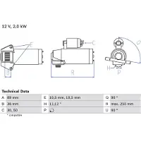 Bosch Starttimoottori, käynnistin 0 986 021 810