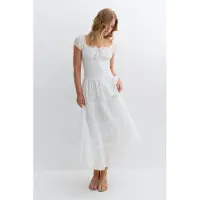 Gina Tricot Smock Dress - White - S