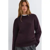 Gina Tricot  - Crew neck knitted sweater - neulepuserot - Liila - L - Naiset