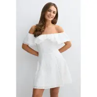 Gina Tricot  - 14+ off shoulder dress - mekot - Valkoinen - XS - Naiset