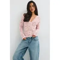 Gina Tricot  - Lace top - pitsipaidat - Pinkki - L - Naiset