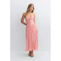 Gina Tricot  - Floral corset midi dress - midimekot - Pinkki - XS - Naiset