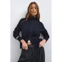 Gina Tricot  - Alpaca funnel knitted cardigan - Neuletakit - Sininen - S - Naiset