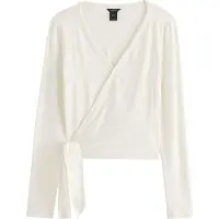 Lindex Long-Sleeved Wrap Top - Cream - XL