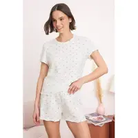 Trendyol Pyjamashortsit laivastonsininen / valkoinen